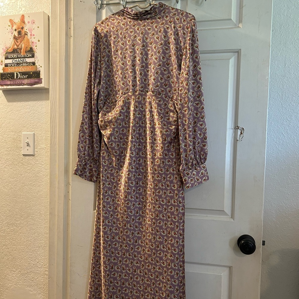 Zara Lavender Floral Long Sleeve Maxi Dress